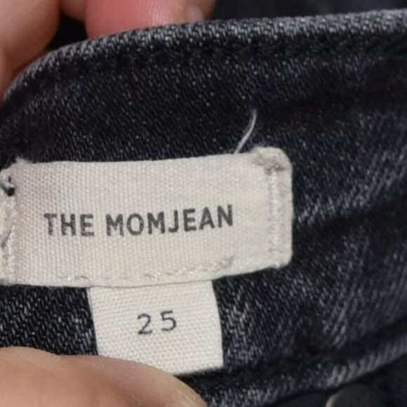 Madewell Black Mom Jeans Size 25 Distressed Knee High Rise Tapered 90s - Picture 8 of 9